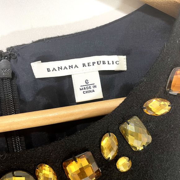 Banana Republic Gemstone‎ Collar Sleeveless Sheath Wool Blend Dress Size 6 - Picture 3 of 10